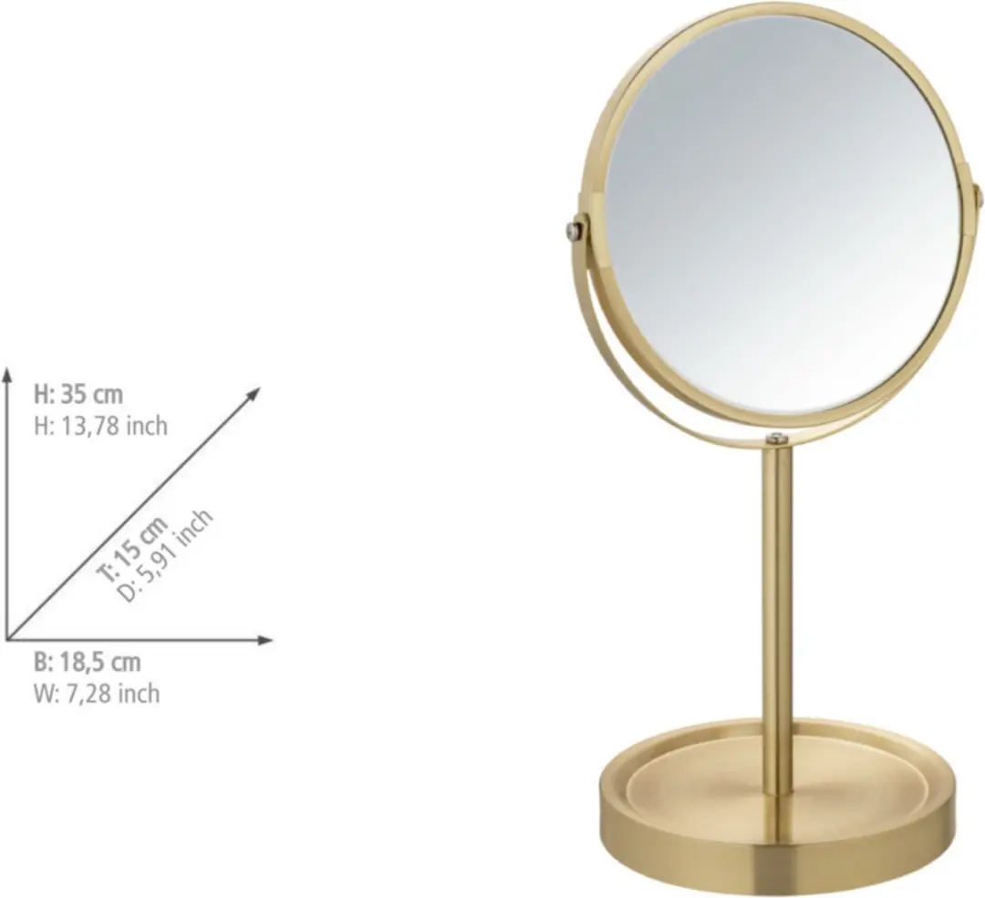 Wenko Alata Make-up Spiegel 17cm Goud - 3x Vergrotend - afbeelding 2 van 3