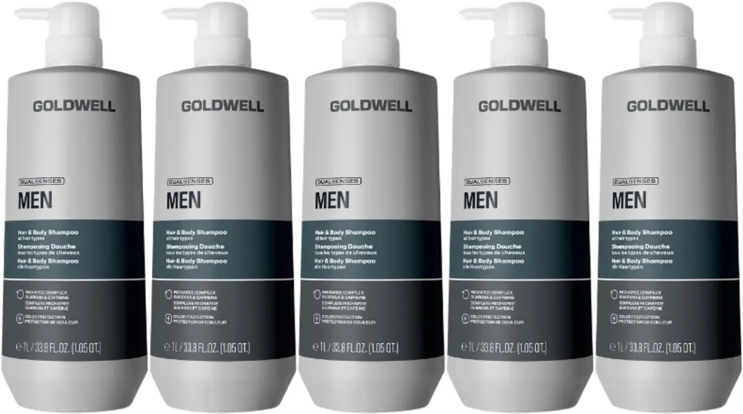 5x Goldwell Dualsenses Men Hair & Body Shampoo 1000ml