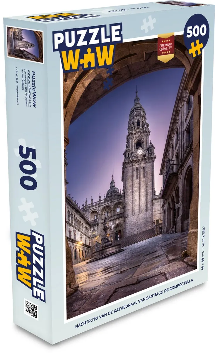 PuzzleWow Legpuzzel Santiago de Compostela 500 Stuks - Multicolor