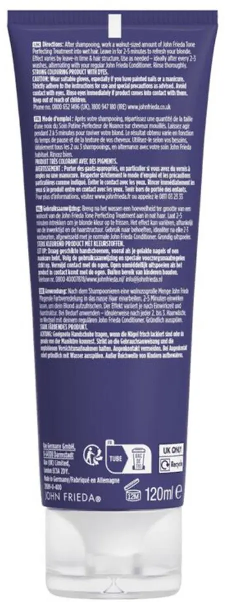 John Frieda Salon Blonde Tone Perfecting Treatment Platinum 3x120ml