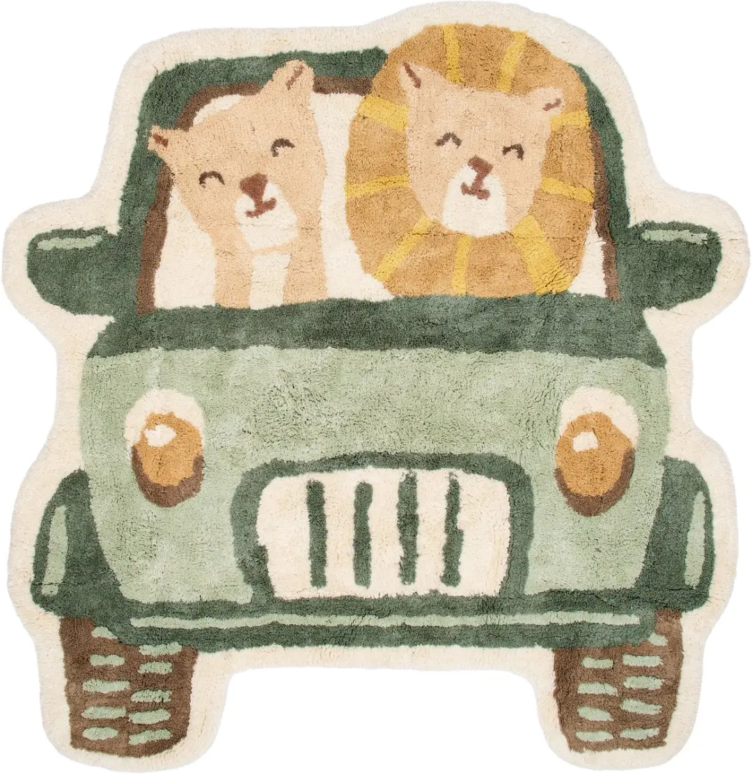 Little Dutch Safari Auto Vloerkleed 108x110cm - Groen - afbeelding 2 van 4