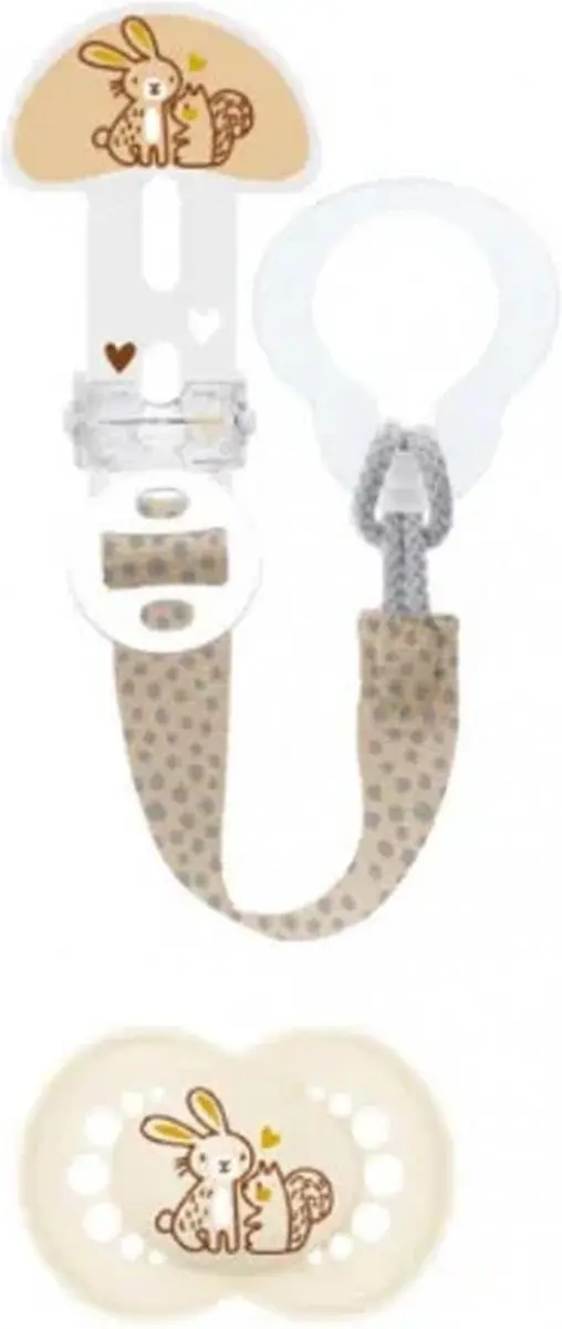 MAM Original Natural Fopspeen 18 Maanden en Ouder met Fopspeenclip (Kleur : Beig