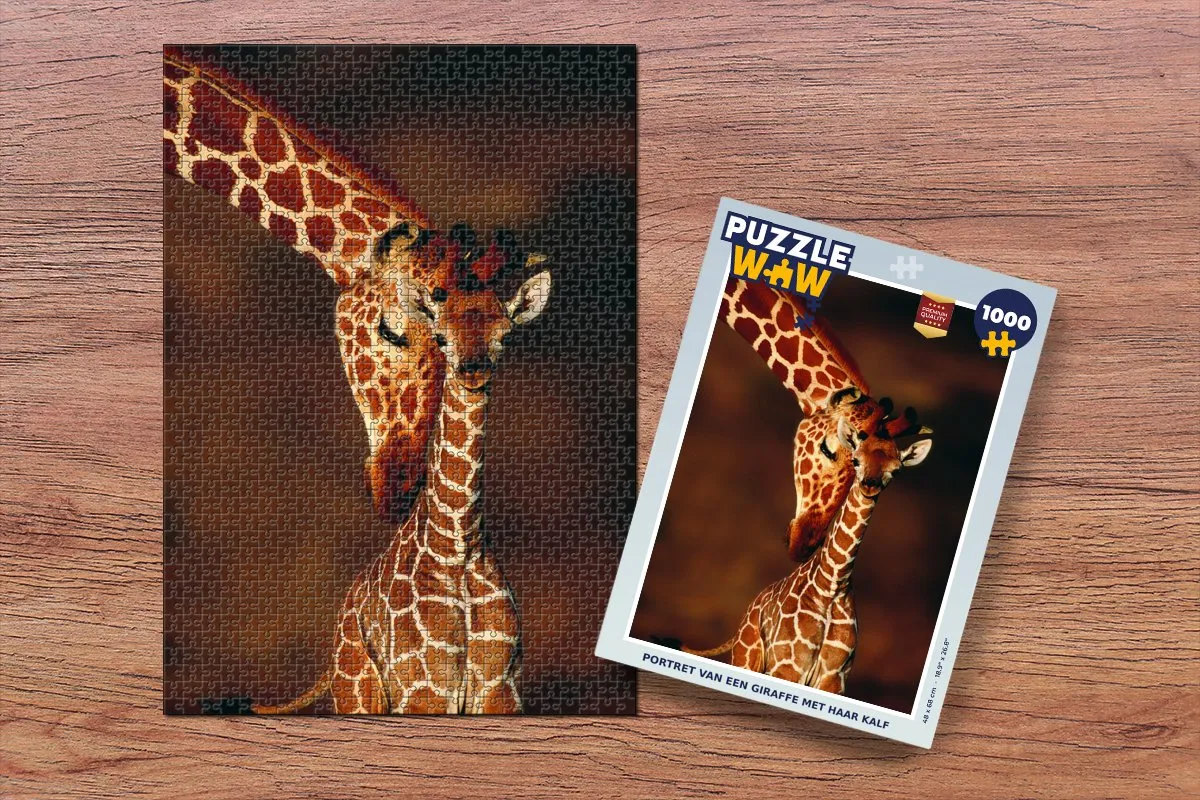 PuzzleWow Portret Giraffe Legpuzzel 1000 Stuks - Multicolor