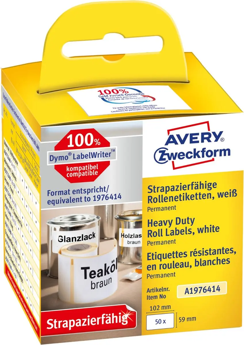 Avery-Zweckform A1976414 Universele Etiketten 59x102mm Wit