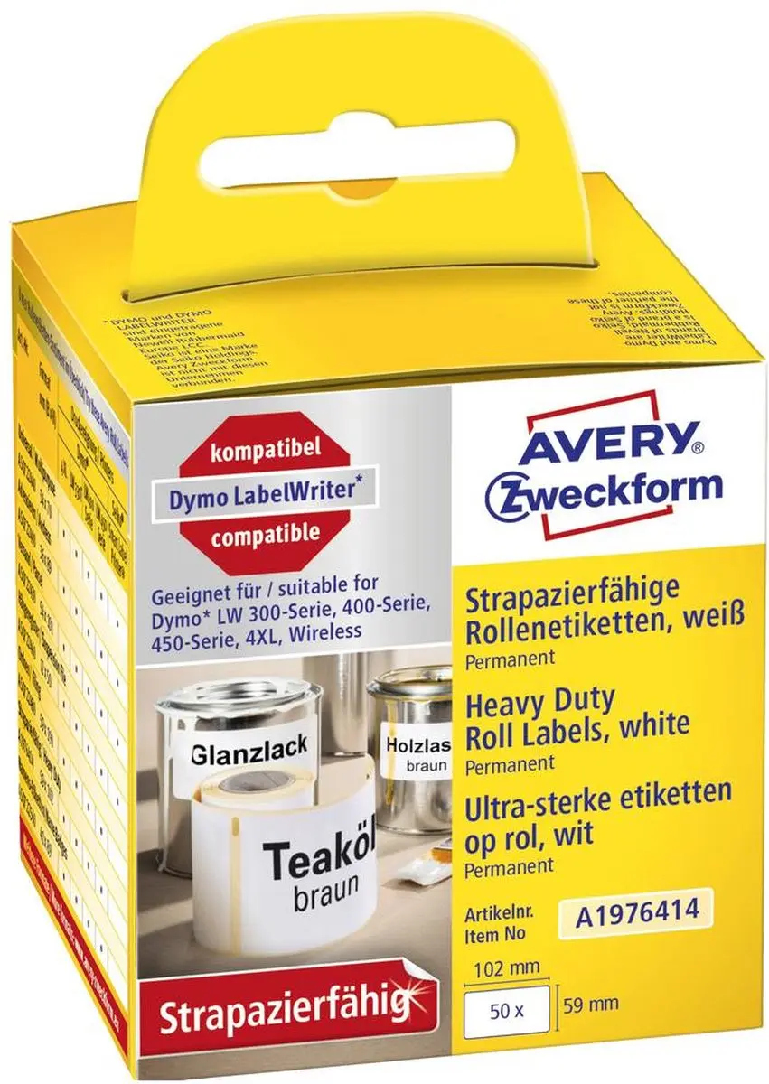 Avery-Zweckform A1976414 Universele Etiketten 59x102mm Wit - 50 Stuks - afbeelding 6 van 6