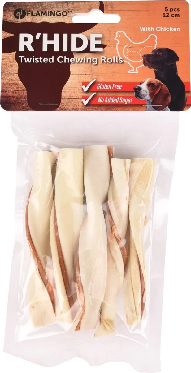 Flamingo R'hide Twisted Chewing Rolls Kip 70g - 5 Stuks