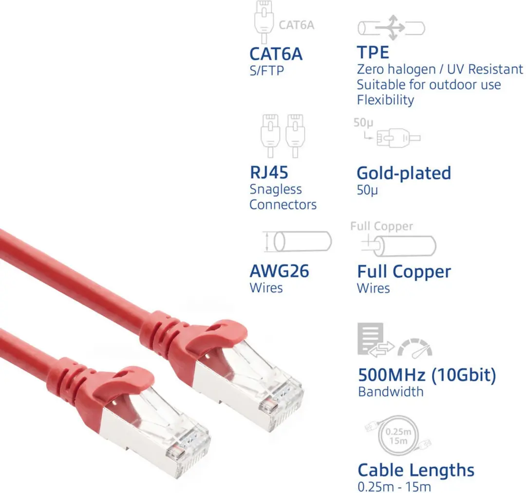 ACT FC2505 Patchkabel CAT6A 5m Rood - afbeelding 5 van 6