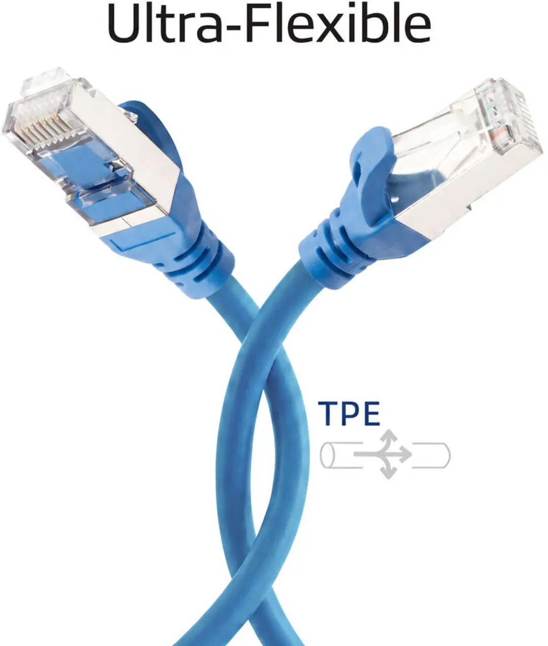 ACT Blauwe TPE CAT6A Patchkabel 7m - Snagless - afbeelding 4 van 6