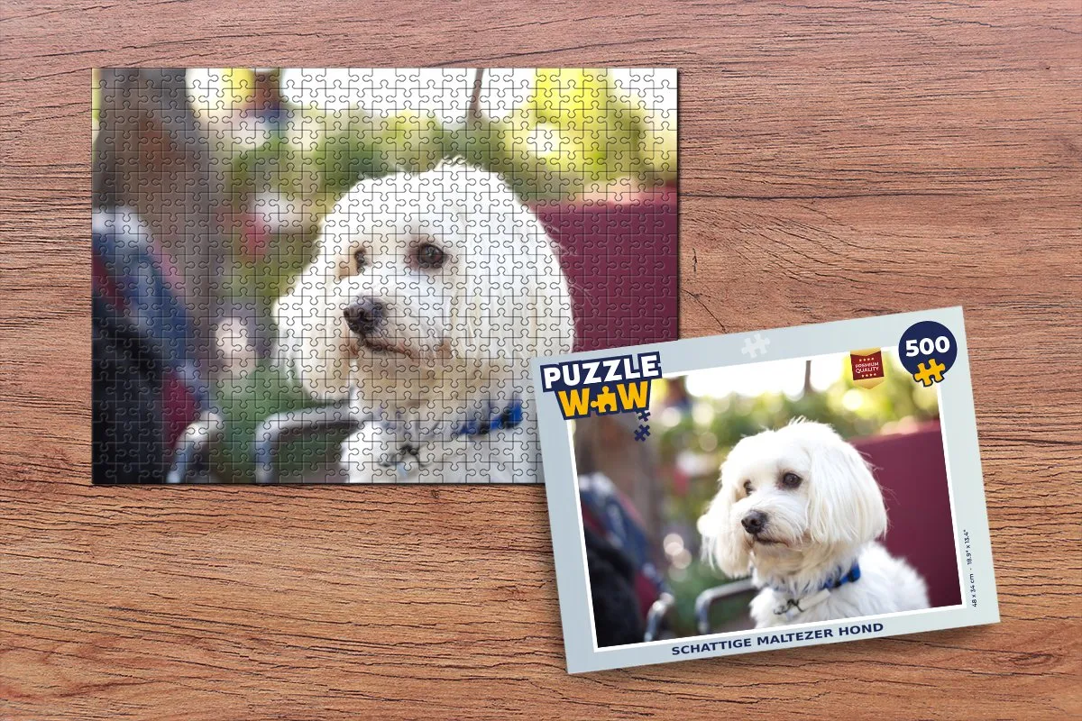 PuzzleWow Maltezer Hond Legpuzzel 500 Stuks - Multicolor