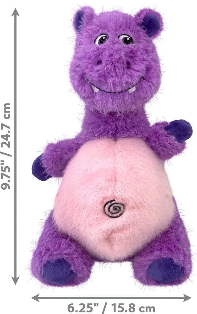 KONG Knots Belly Hippo Hondenspeelgoed - Medium/Large 25cm - Paars/Roz
