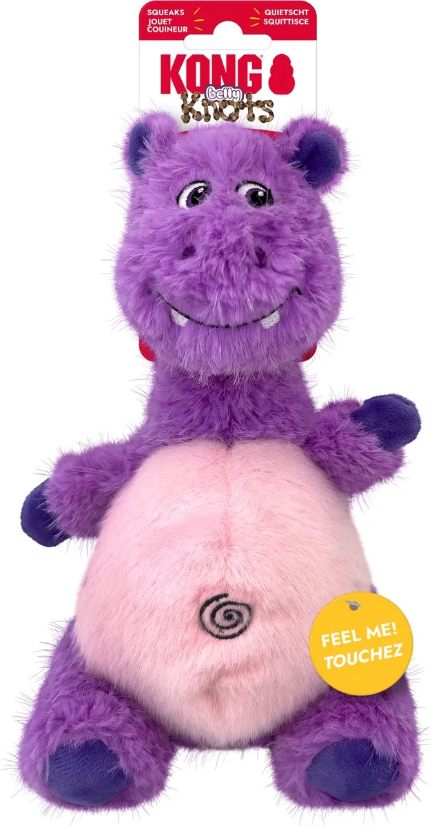 KONG Knots Belly Hippo Hondenspeelgoed - Medium/Large 25cm - Paars/Roz