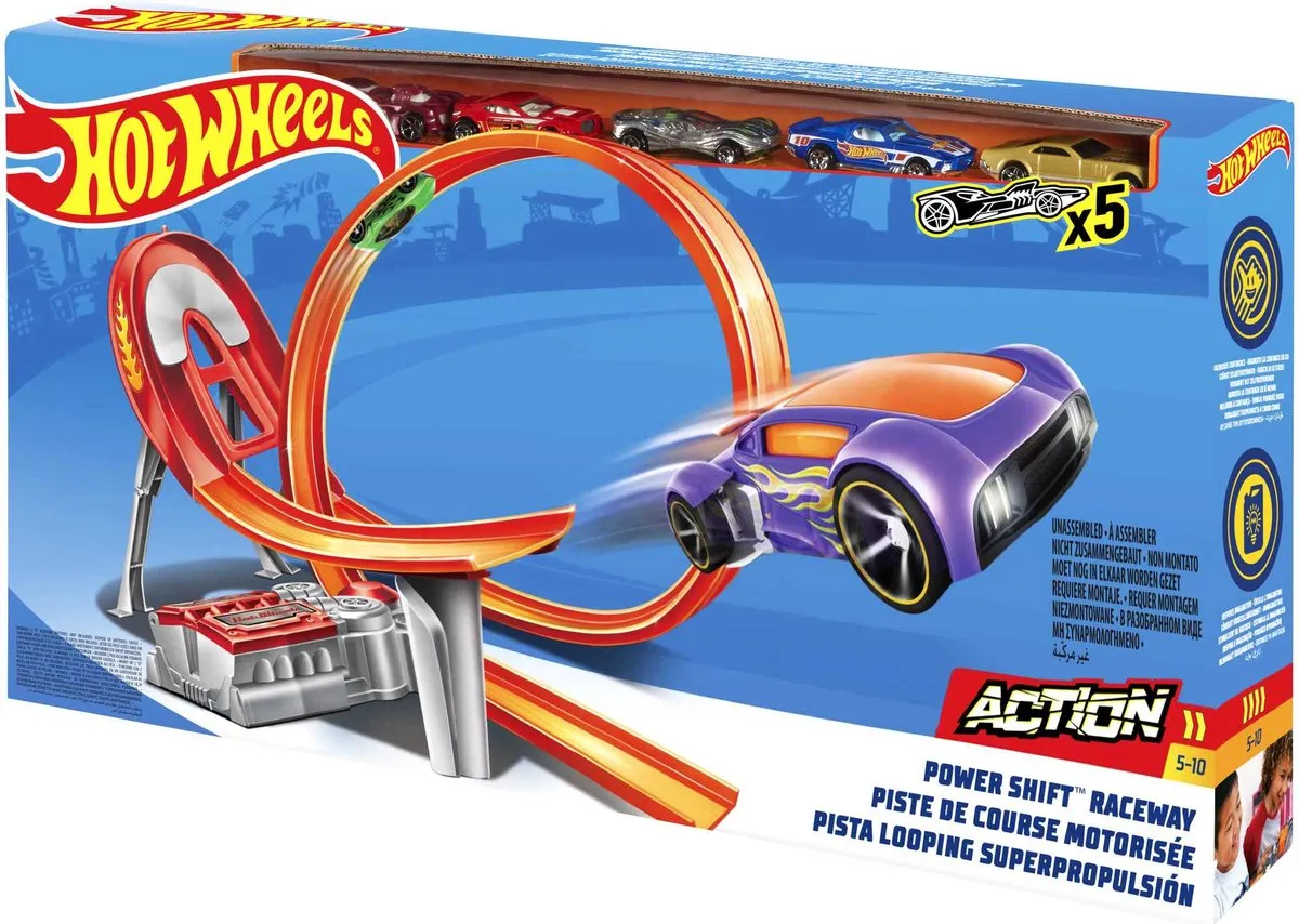 Hot Wheels Power Shift Racebaan FCF18 - 5 Diecast Auto's - Multi Color