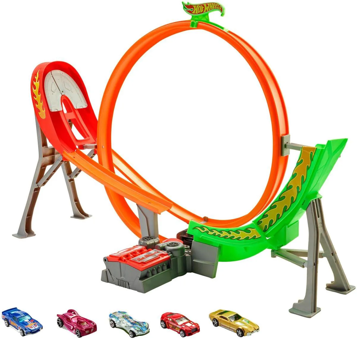 Hot Wheels Power Shift Racebaan FCF18 - 5 Diecast Auto's - Multi Color