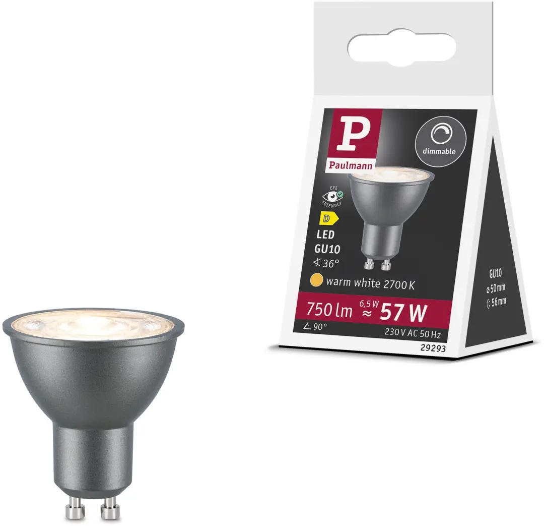 Standaard 230 V LED-reflector GU10 750lm 6,5W 2700K dimbaar Titaanium