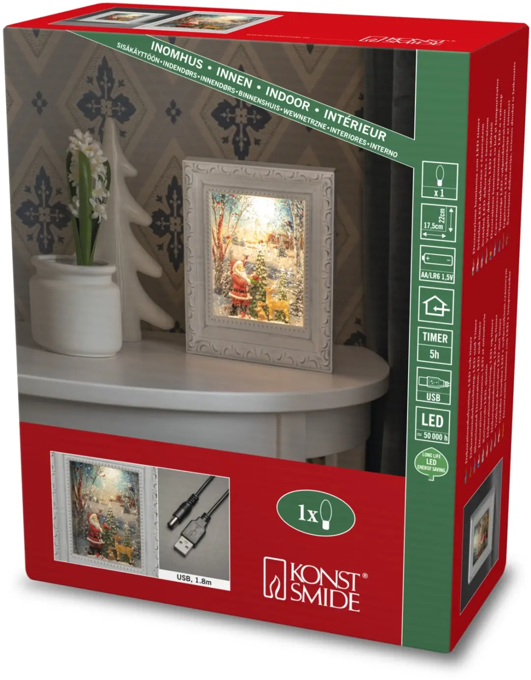 Konstsmide LED Sneeuwlantaarn Fotoframe 22cm - Kerstman - afbeelding 3 van 4