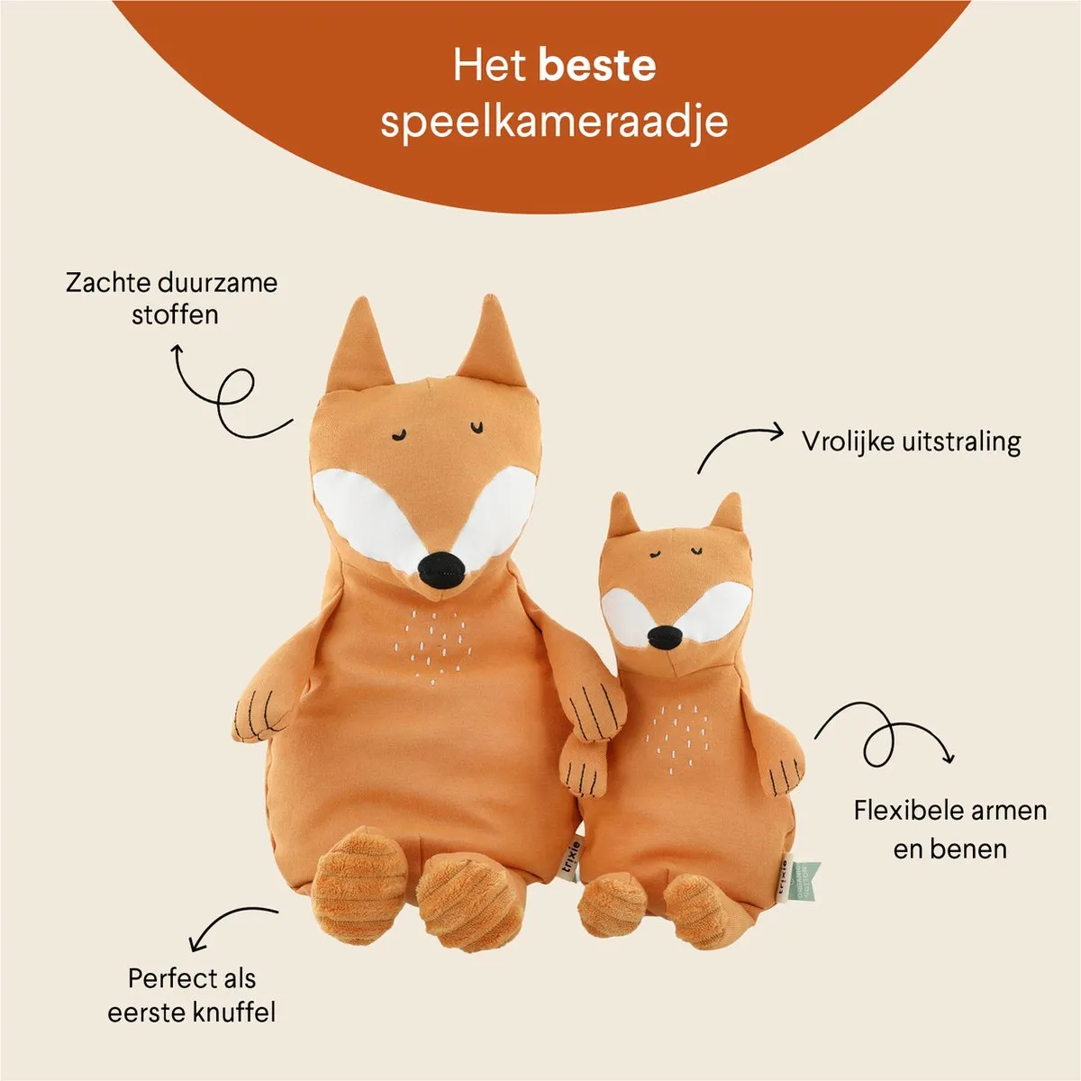 Trixie Mr. Fox Pluche Vos - Klein - 100% Biologisch Katoen