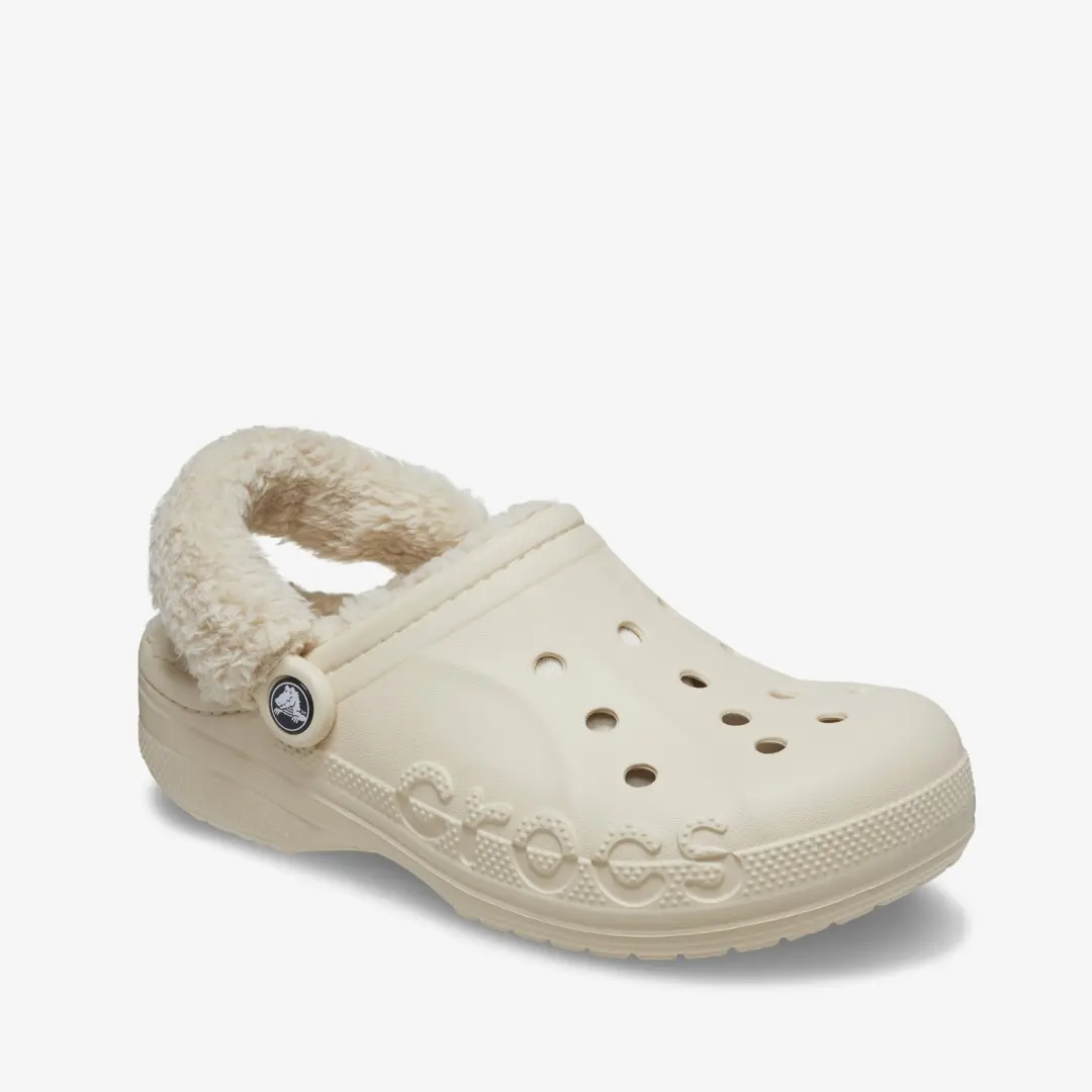 Crocs Baya Lined Fuzz Strap dames klompen wit