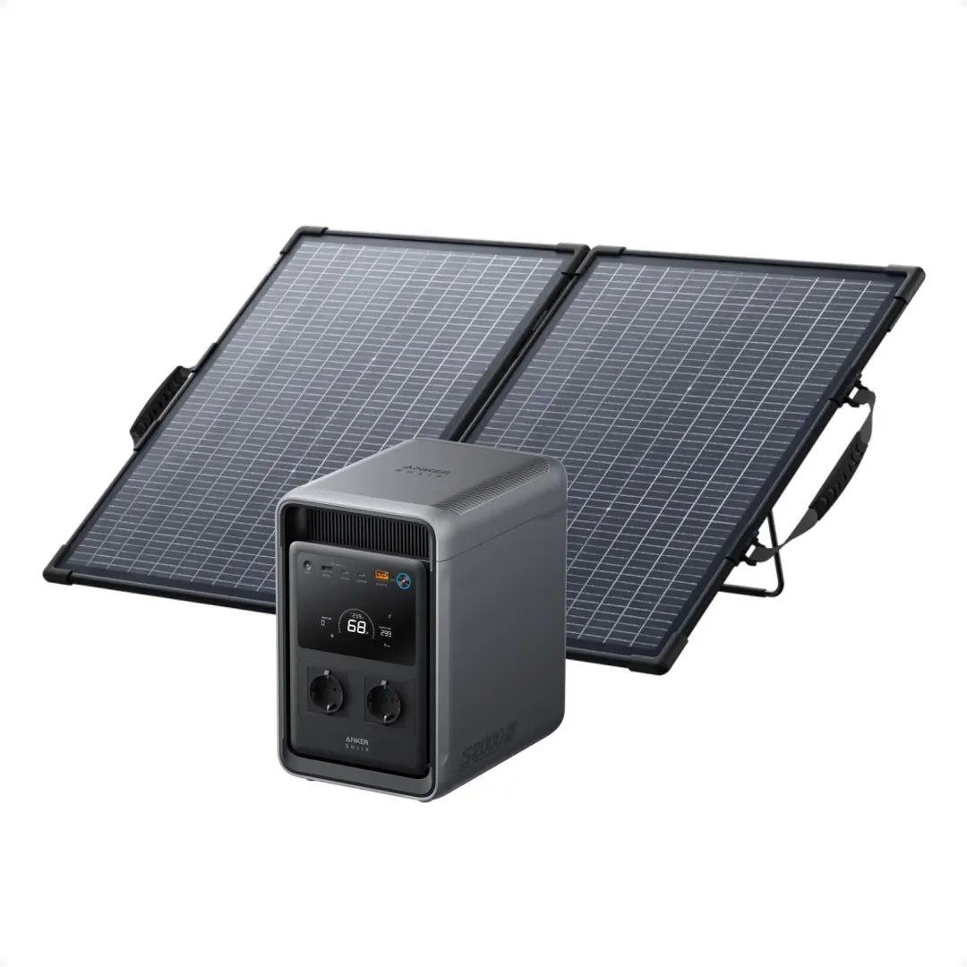Anker SOLIX S2000 Portable Power Station with 100W Bifacial Solar Panel