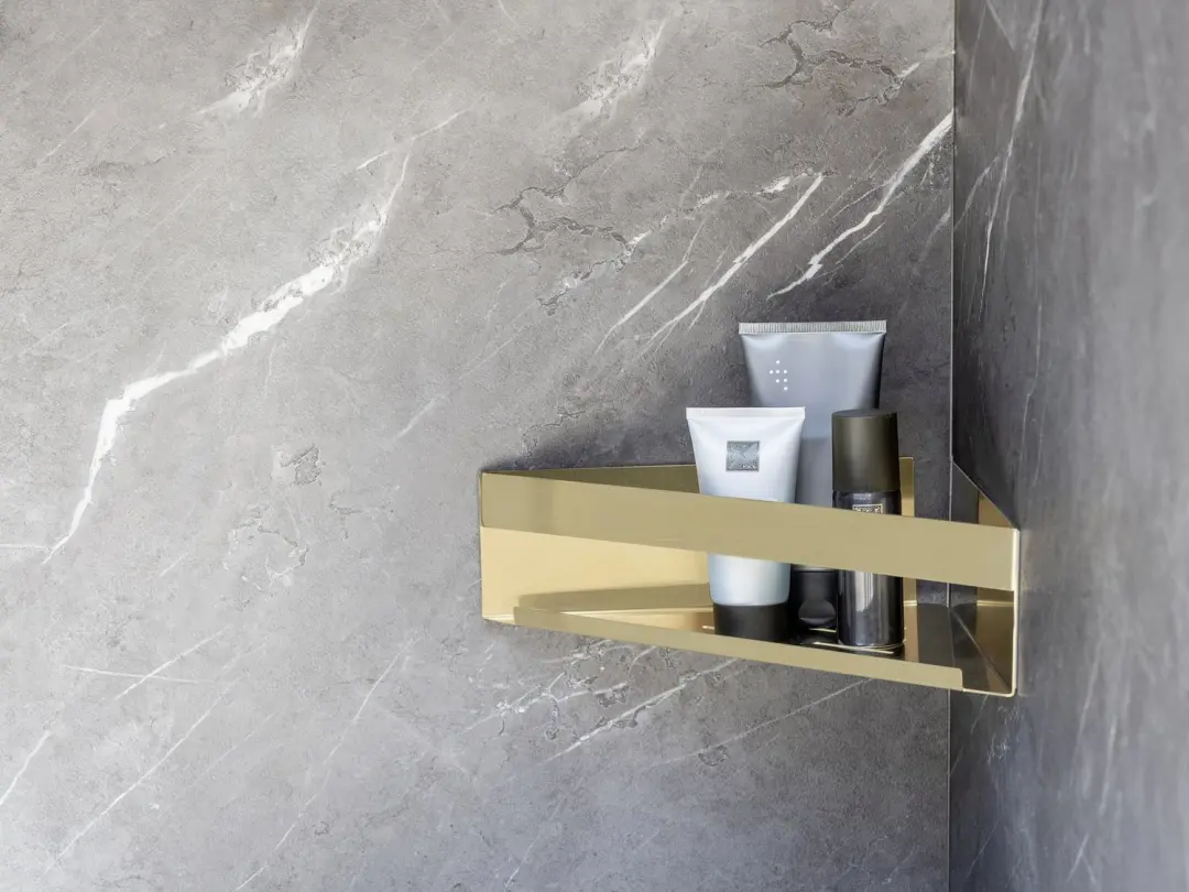 Wenko Genova Hoekplank Goud - 17x36x8cm - afbeelding 3 van 6