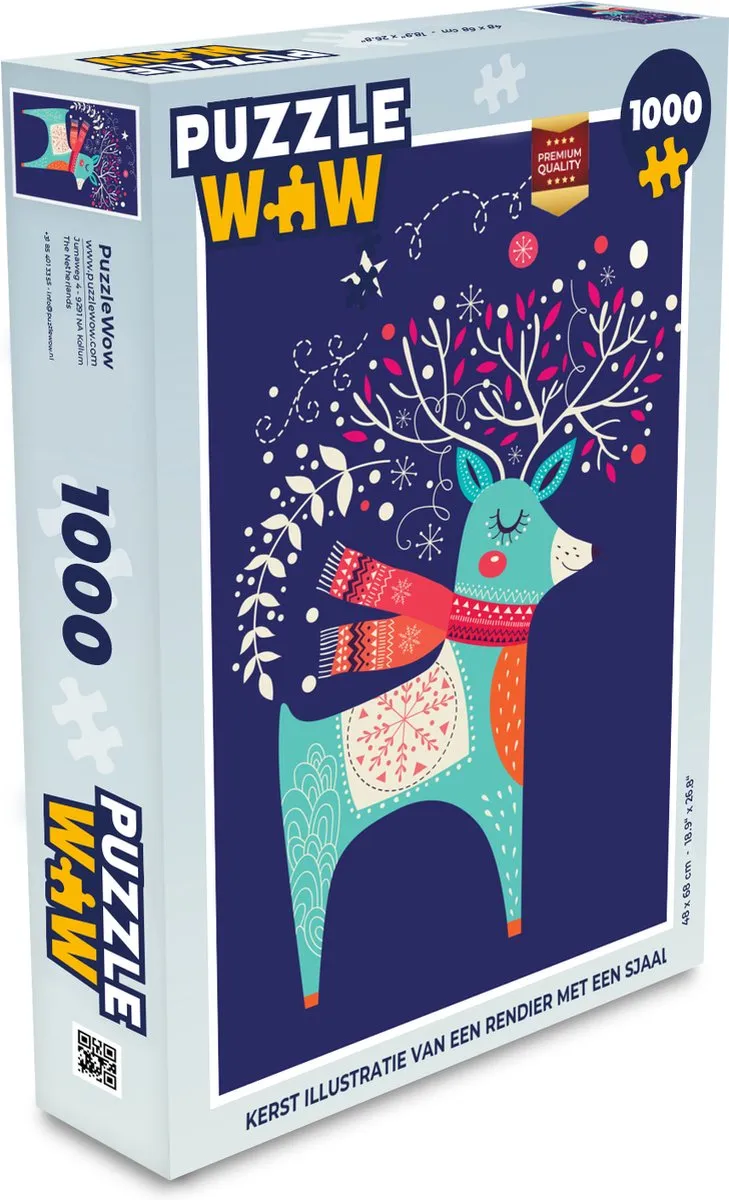 PuzzleWow Rendier Puzzel 1000 Stuks - Multicolor