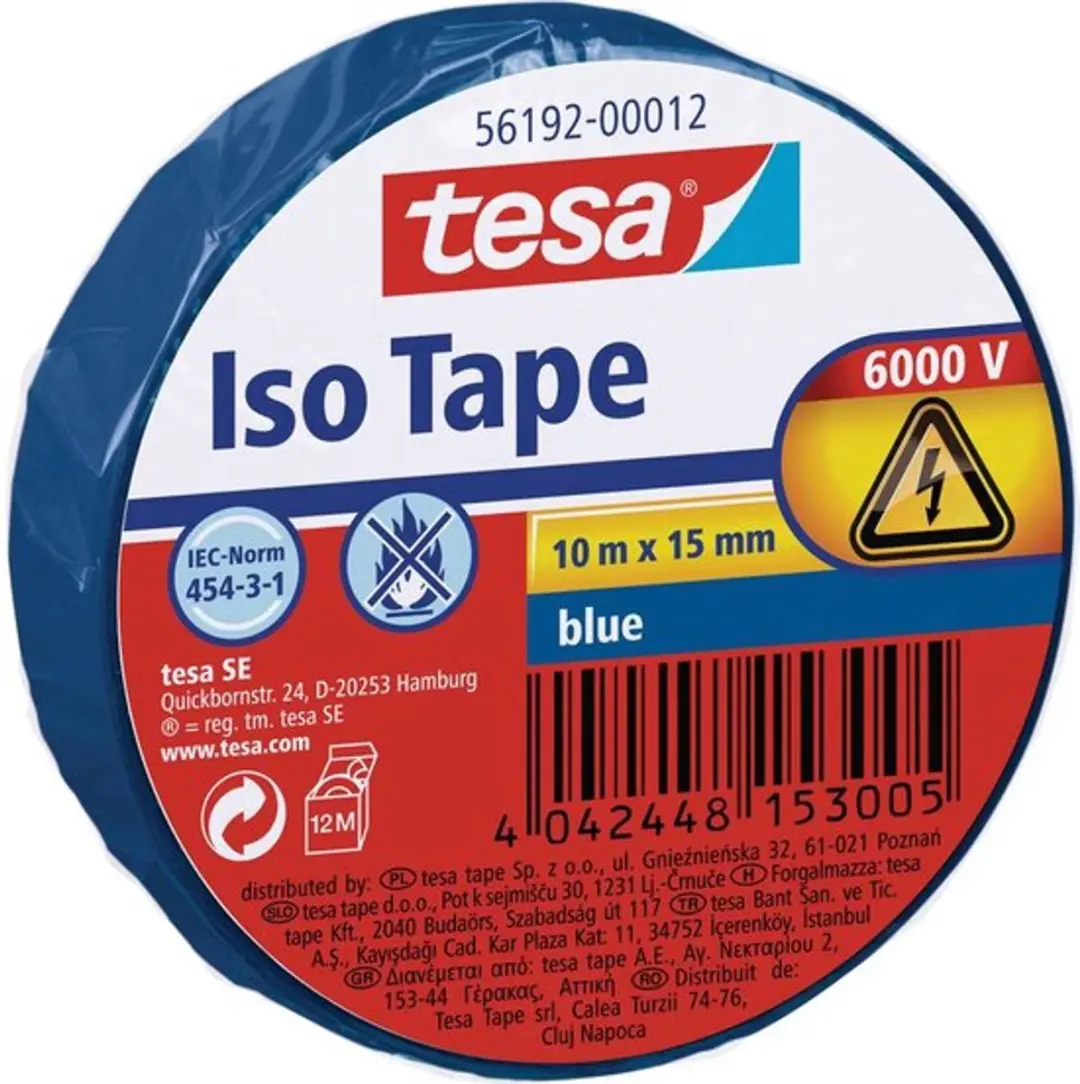 Tesa 56192-00012-22 Isolatietape Blauw 10m x 15mm