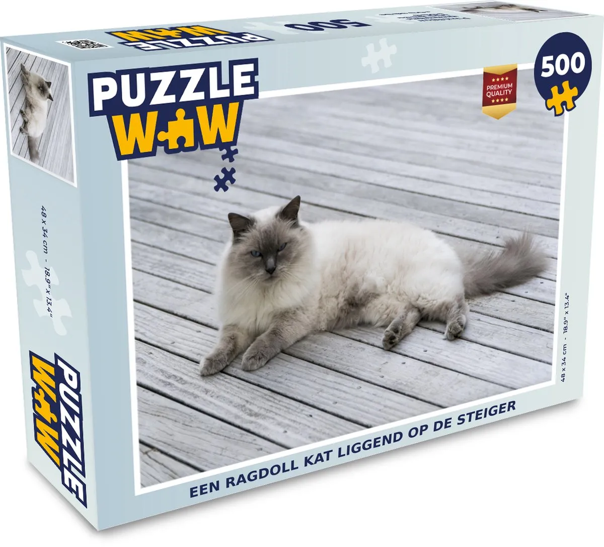 PuzzleWow Ragdoll Kat Legpuzzel 500 Stuks - Multicolor