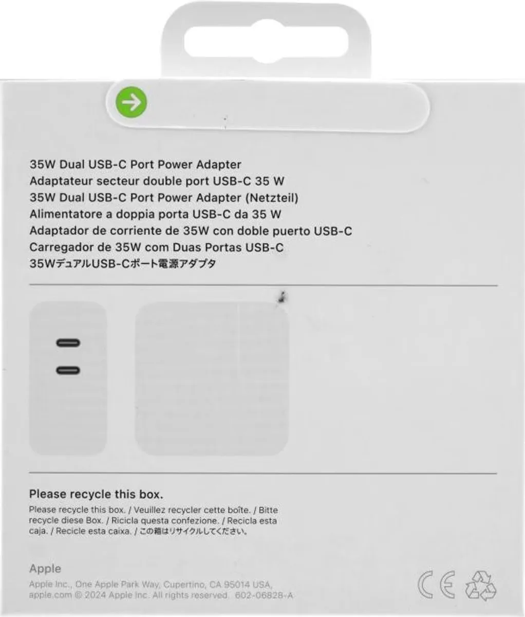 Apple 35W Dual USB-C Power Adapter - Wit
