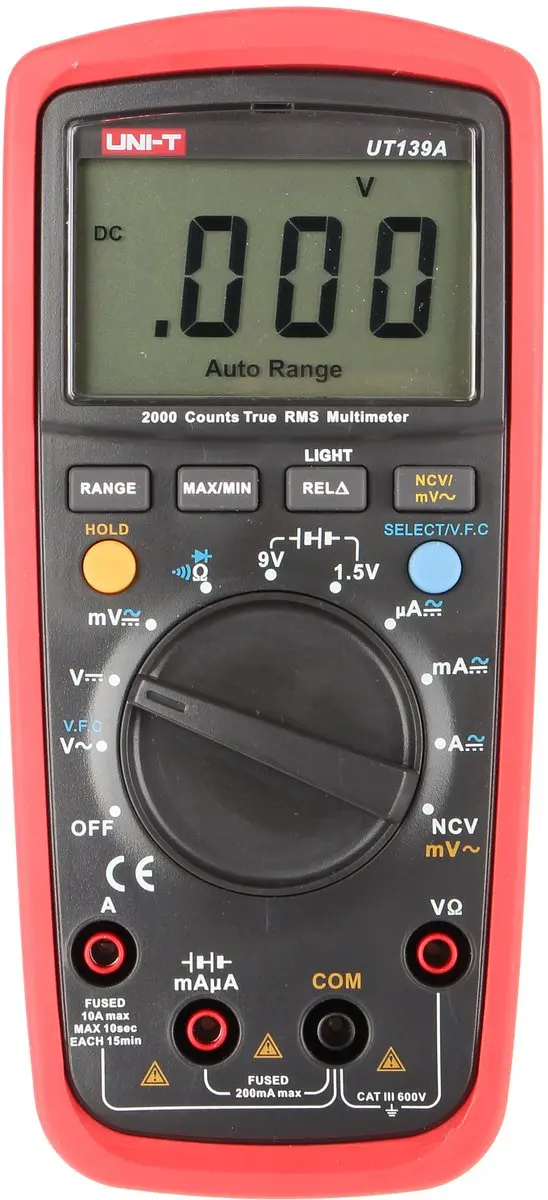 UNI-T UT139A Universele Multimeter - Rood/Zwart - afbeelding 2 van 6