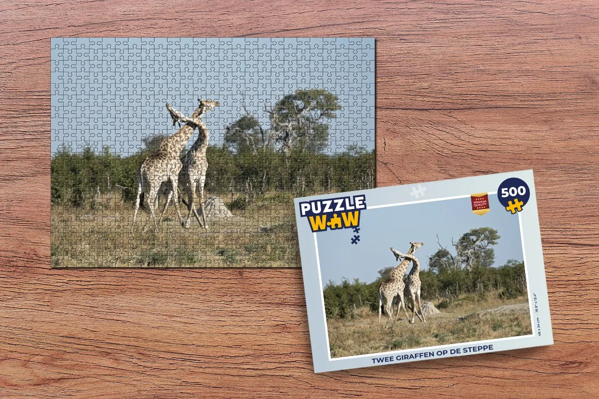 PuzzleWow Legpuzzel Twee giraffen op de steppe 500 Stuks - Multicolor