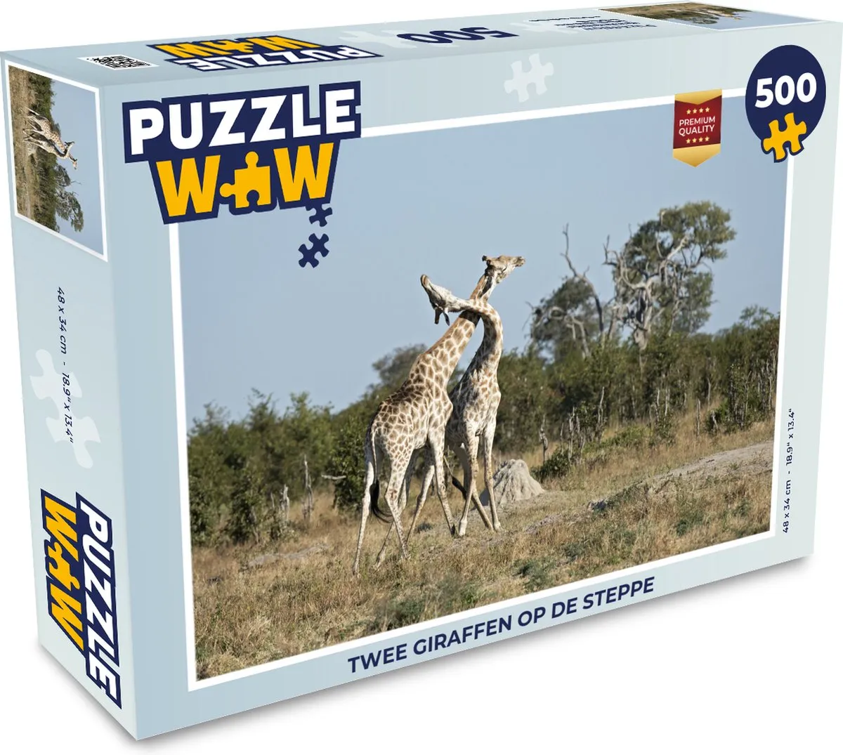 PuzzleWow Legpuzzel Twee giraffen op de steppe 500 Stuks - Multicolor