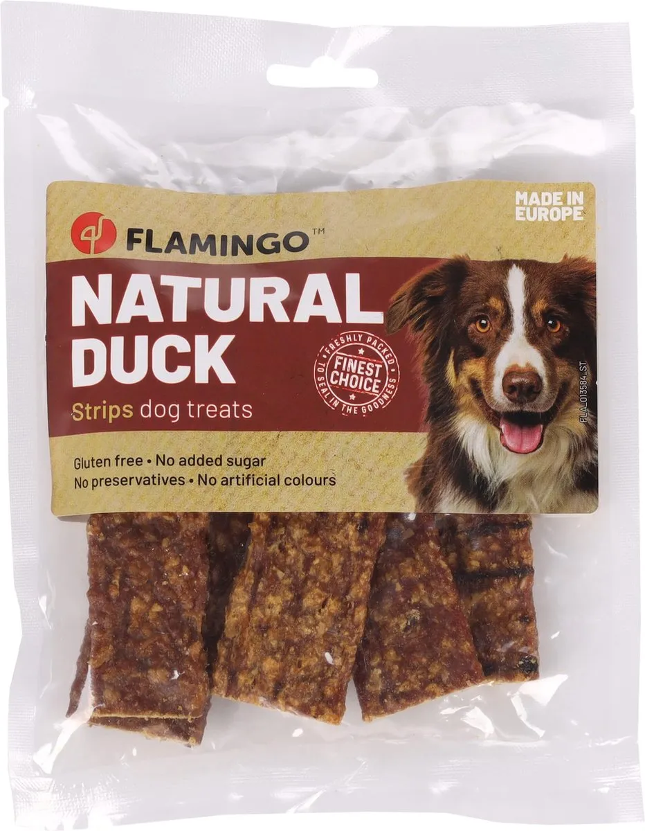Flamingo Nature Snack Honden Eend Strips 100g