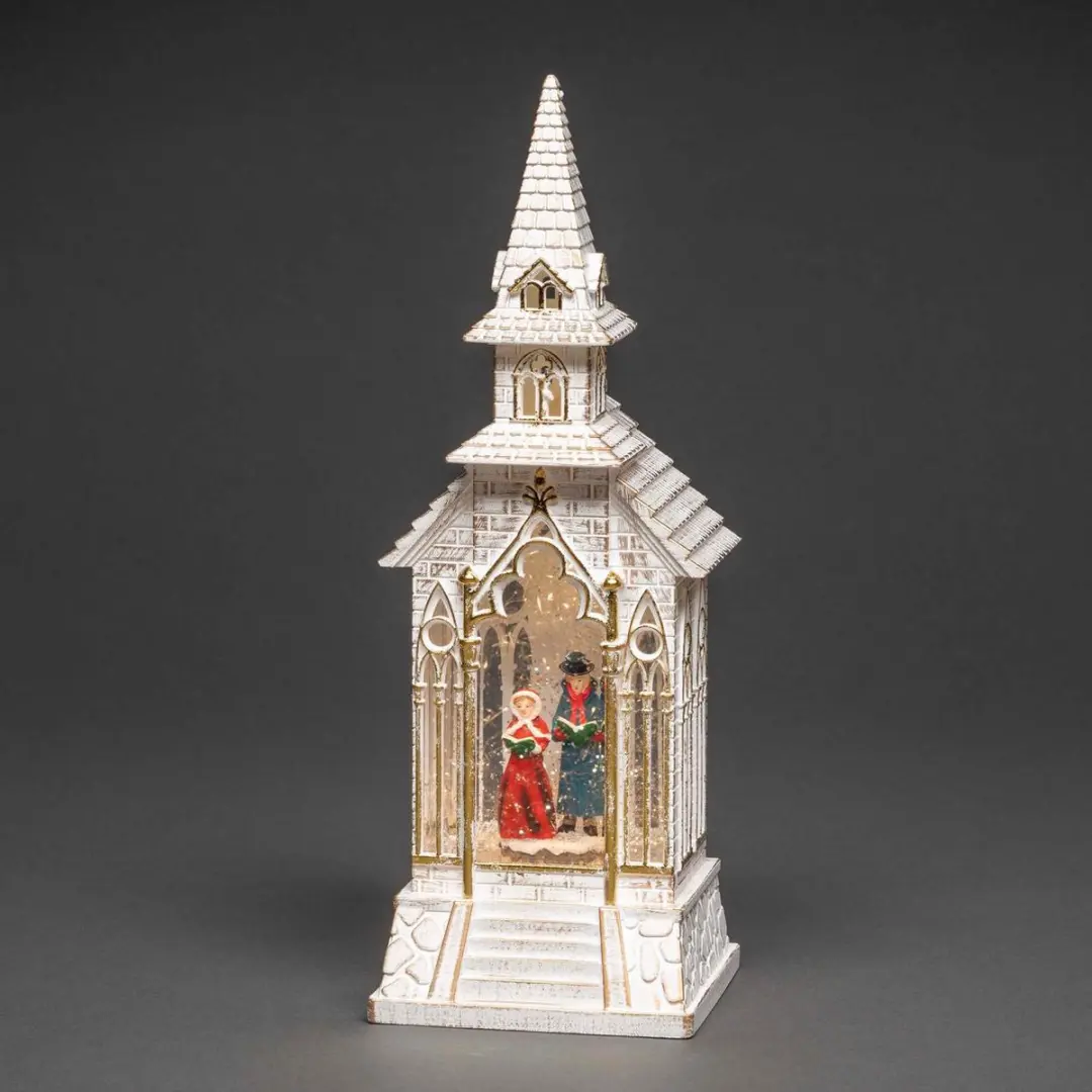 Konstsmide Sweden 4366-200 Kerstkerk met sneeuweffect - 33cm - Warmwit - afbeelding 5 van 6