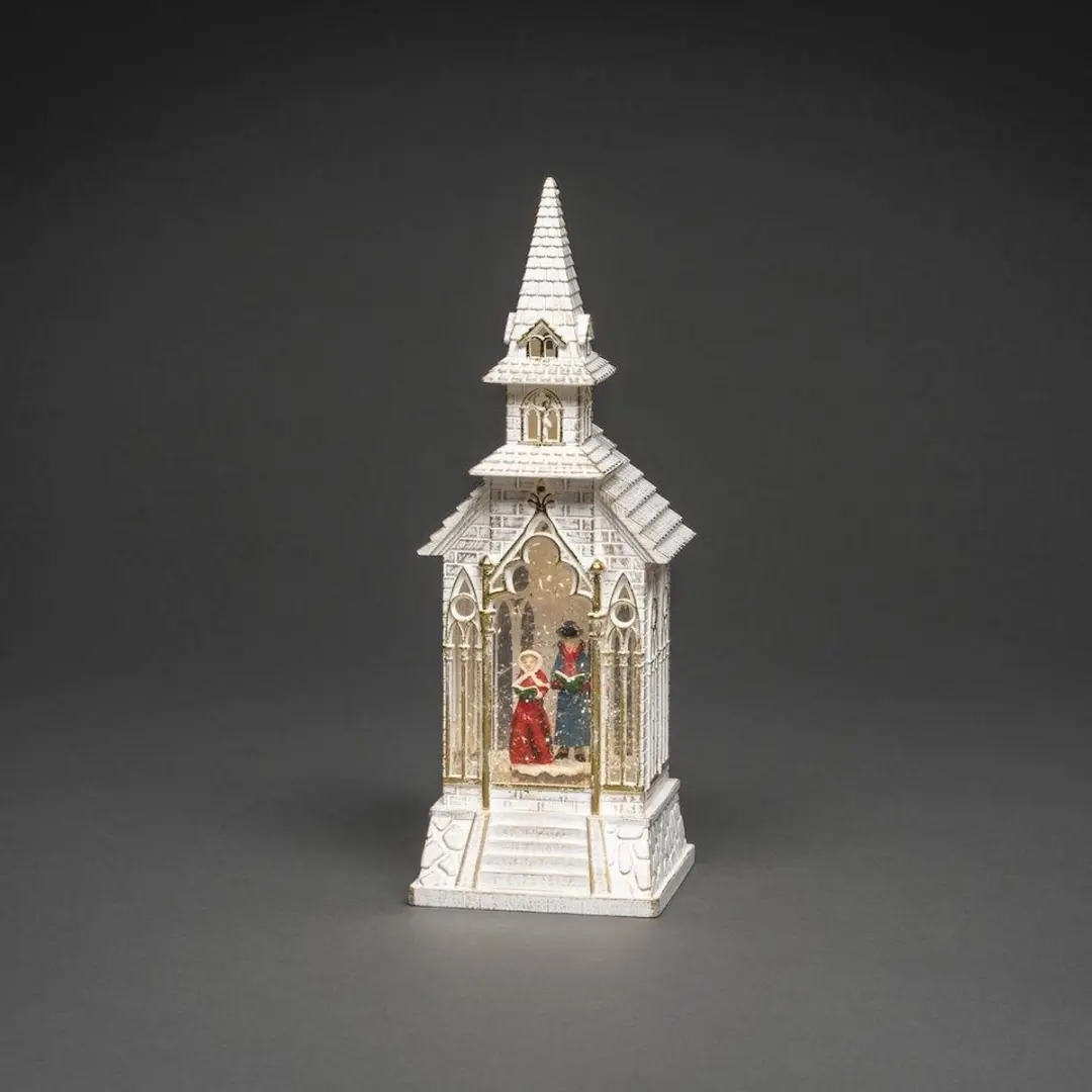 Konstsmide Sweden 4366-200 Kerstkerk met sneeuweffect - 33cm - Warmwit - afbeelding 6 van 6