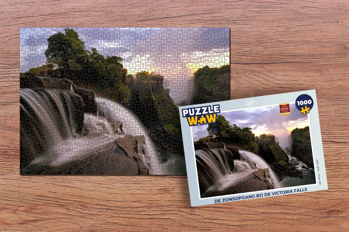 PuzzleWow De zonsopgang bij de Victoria Falls Legpuzzel 1000 Stuks - Multicolor