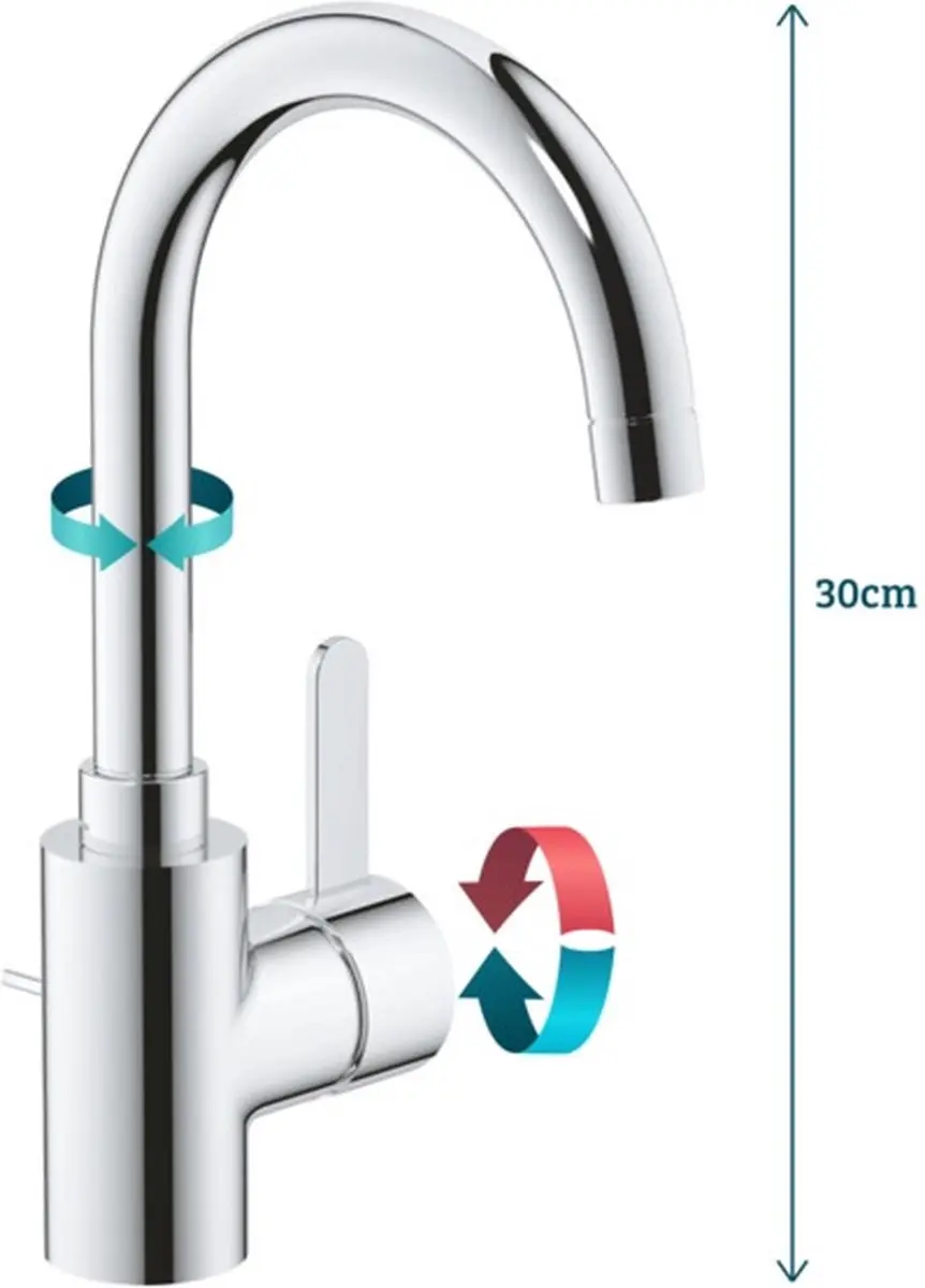 Grohe Eurosmart Cosmopolitan Wastafelkraan 32830001 - Chroom - afbeelding 5 van 5