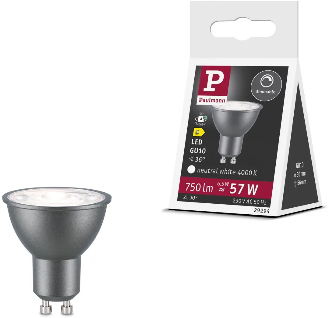 Standaard 230 V LED-reflector GU10 750lm 6,5W 4000K dimbaar Titaanium