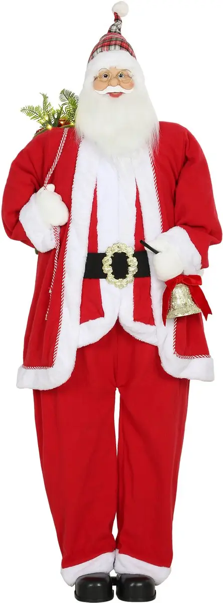 HOMCOM Kerstman Kerstdecoratie Staal, Polyester 55L x 45B x 160H cm Rood