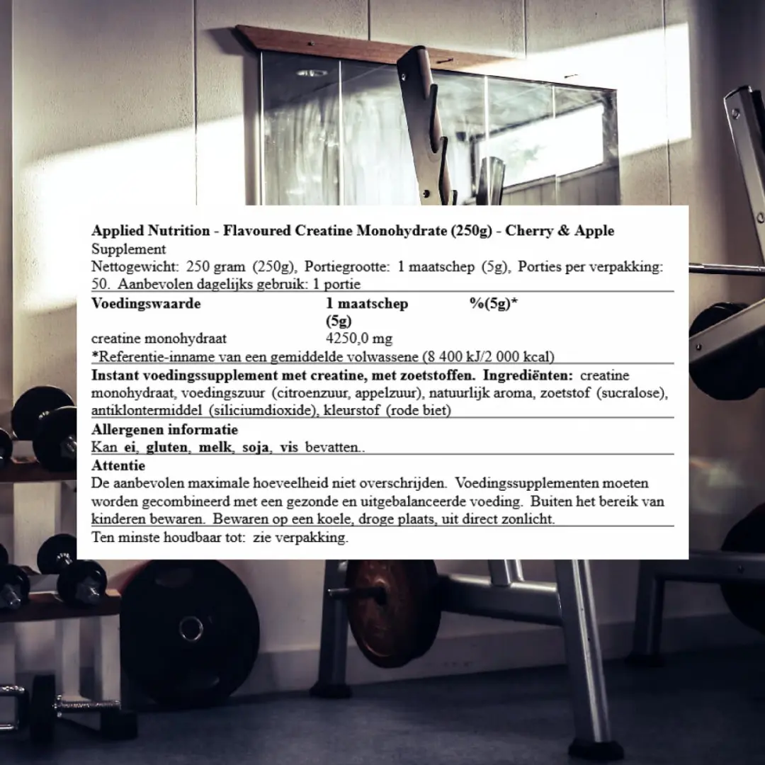 Applied Nutrition Flavoured Creatine Monohydrate 250g Cherry & Apple - afbeelding 2 van 3