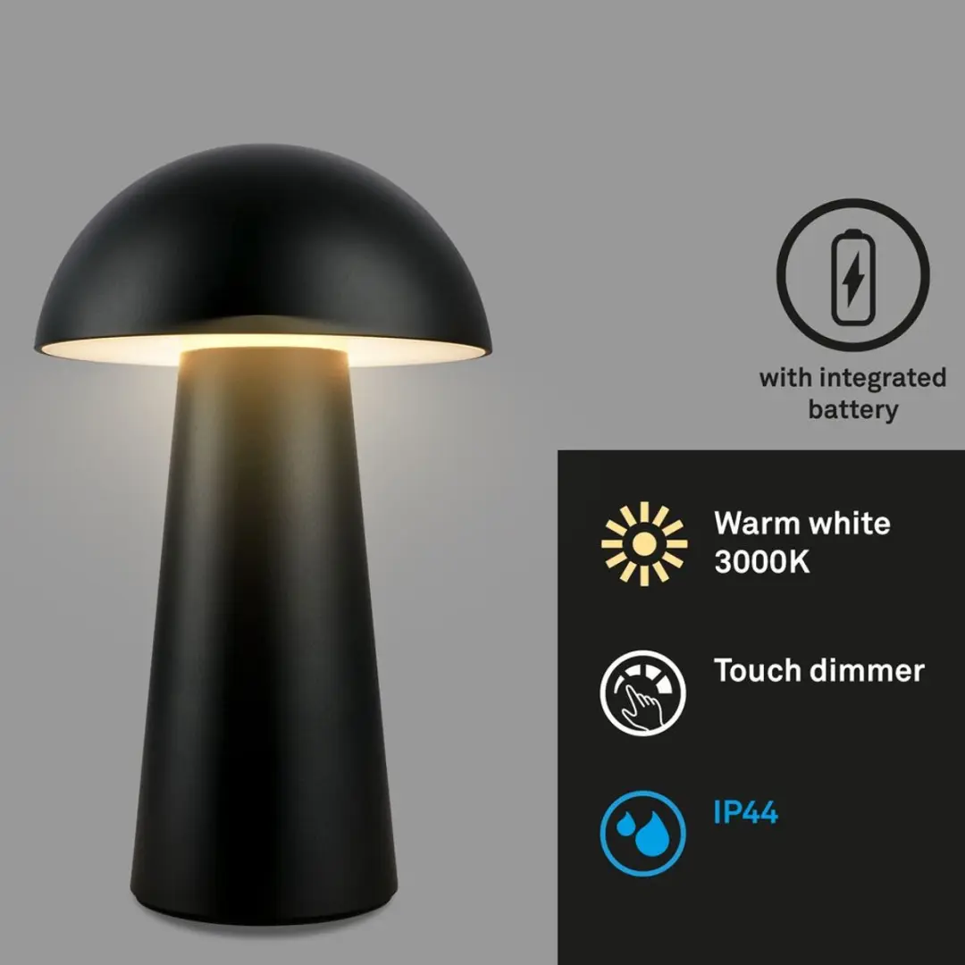 Briloner Fungo Mini LED Tafellamp - Zwart - afbeelding 3 van 6