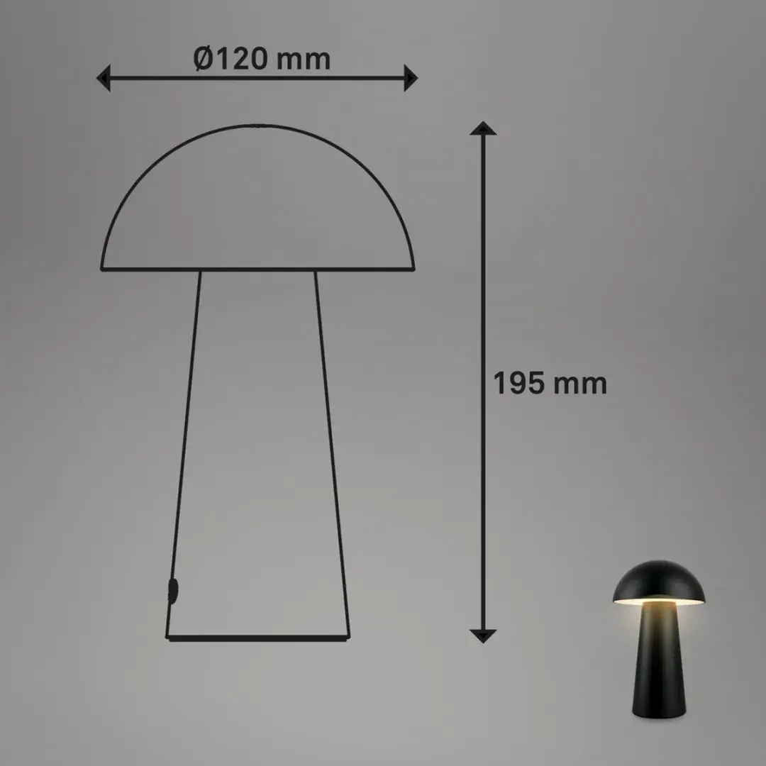Briloner Fungo Mini LED Tafellamp - Zwart - afbeelding 4 van 6