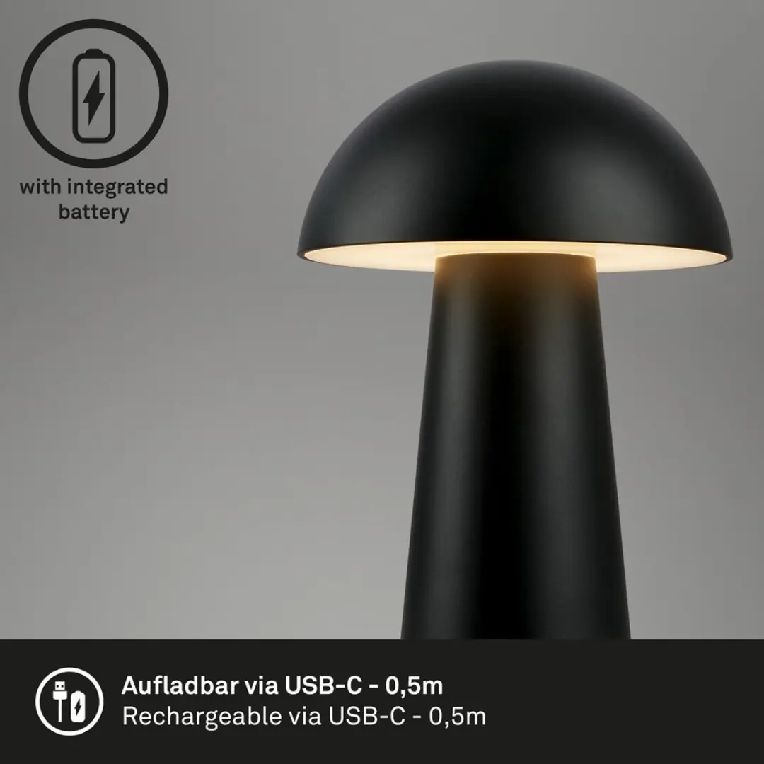 Briloner Fungo Mini LED Tafellamp - Zwart - afbeelding 5 van 6