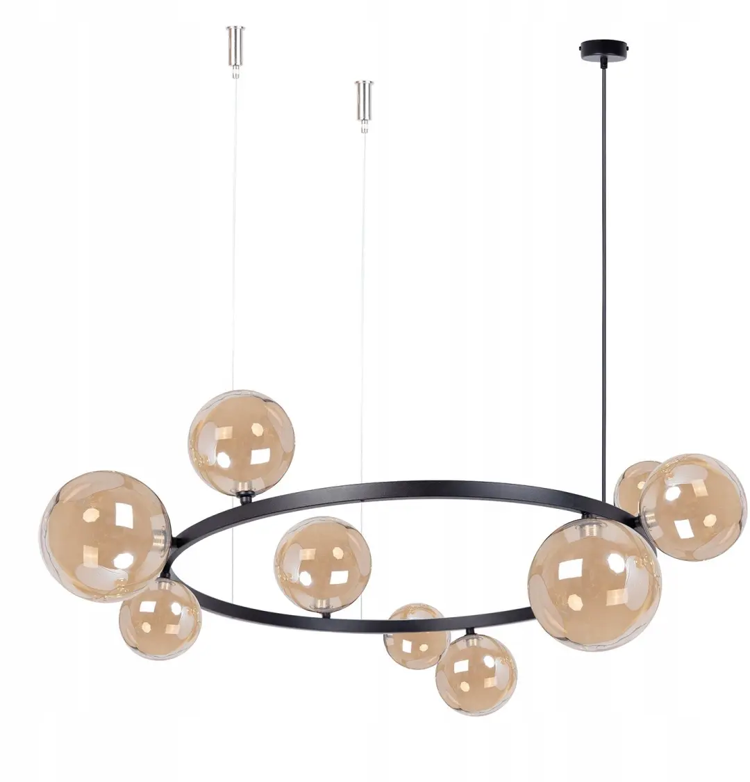 Bolero Hanglamp 9 Amber Lampenkappen G9 Zwart Metaal 92cm