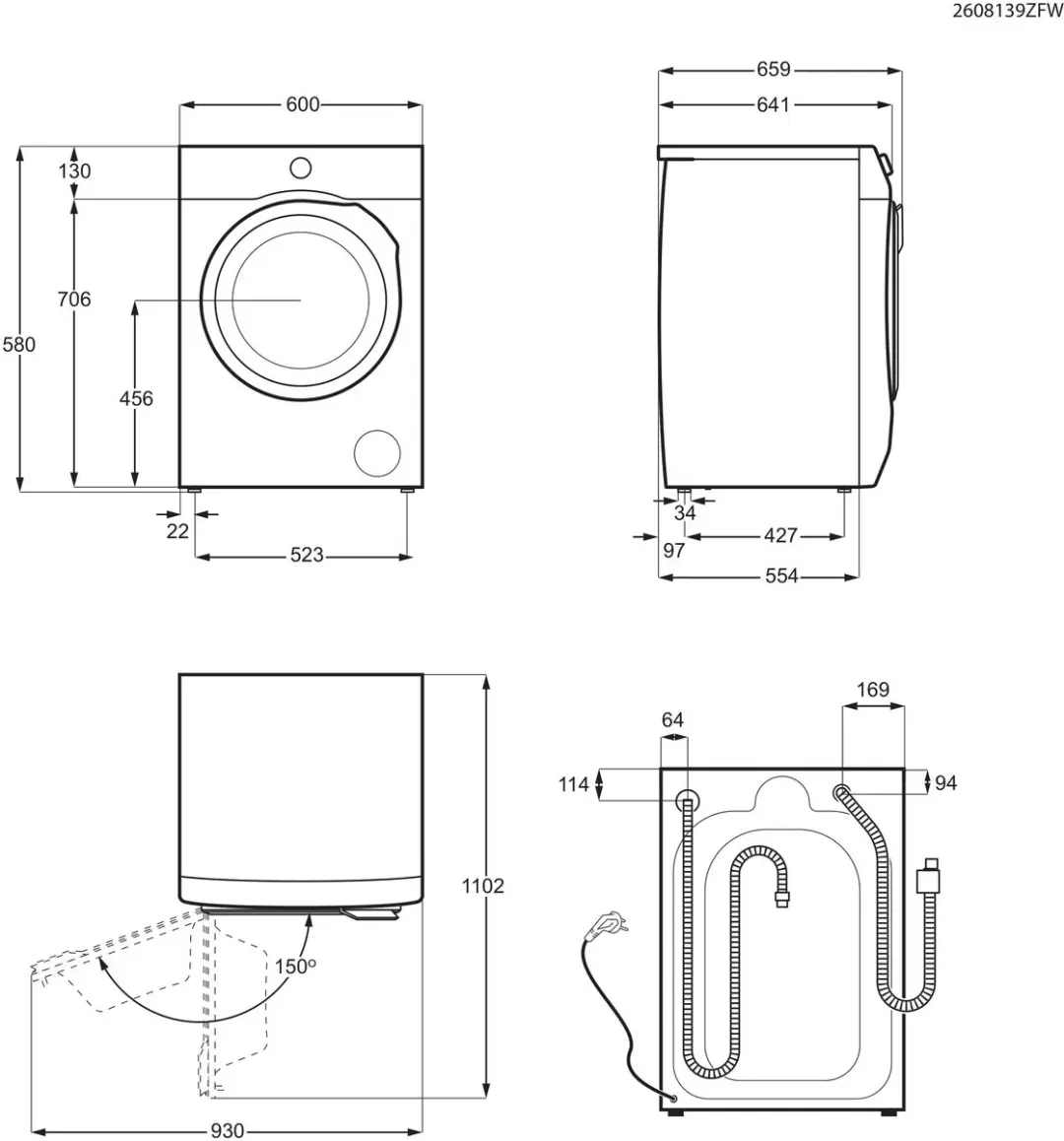 AEG LE6ONYX 6000 ProSense Wasmachine 9 kg - Zwart - afbeelding 6 van 6