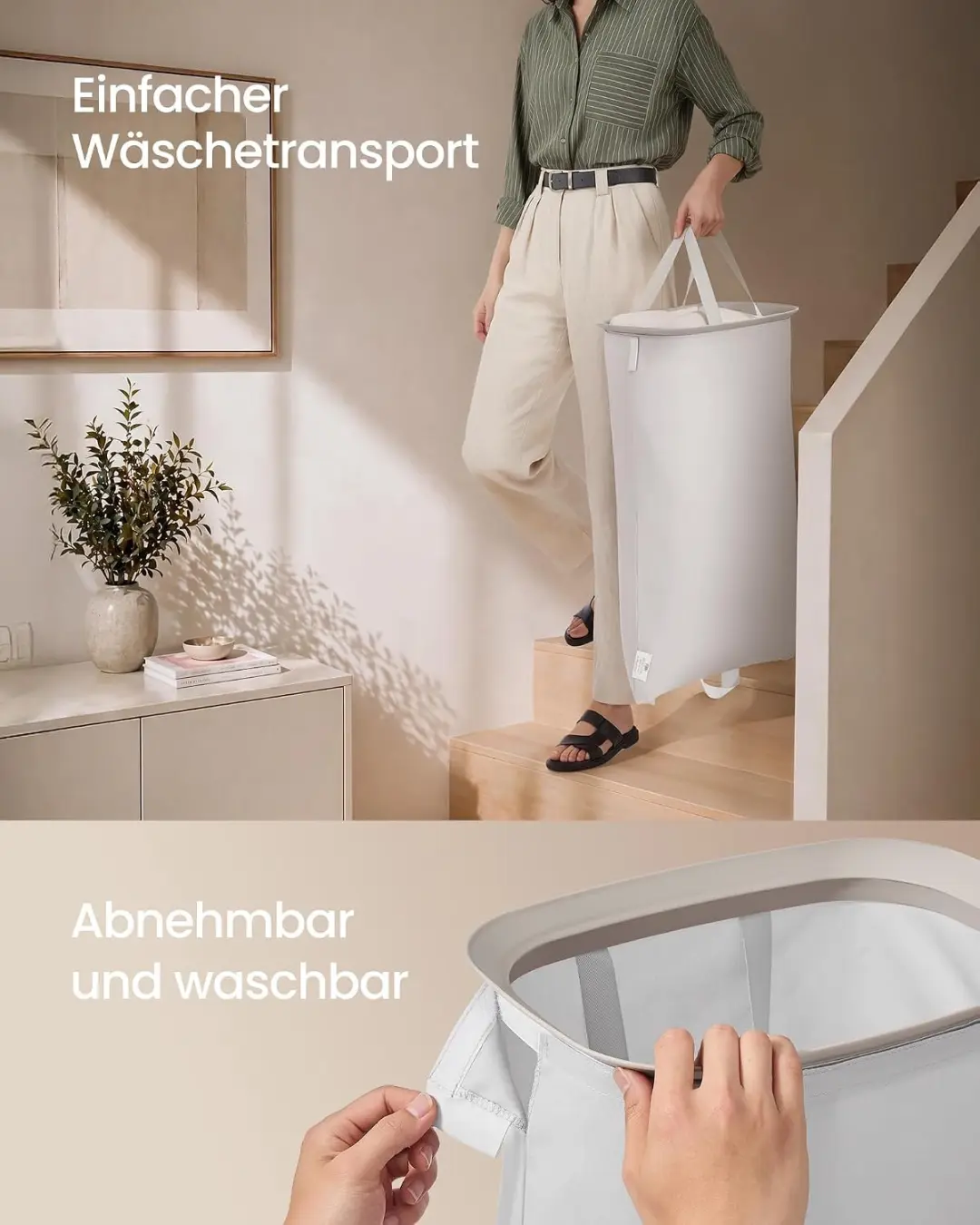 Songmics LCB832L101 Wasmand 160L - 2 Compartimenten - afbeelding 4 van 6