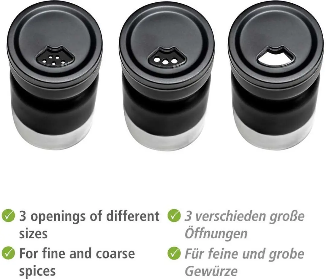 Wenko Melli Kruidenstrooier 3-delig - 300g - Zwart - afbeelding 5 van 6