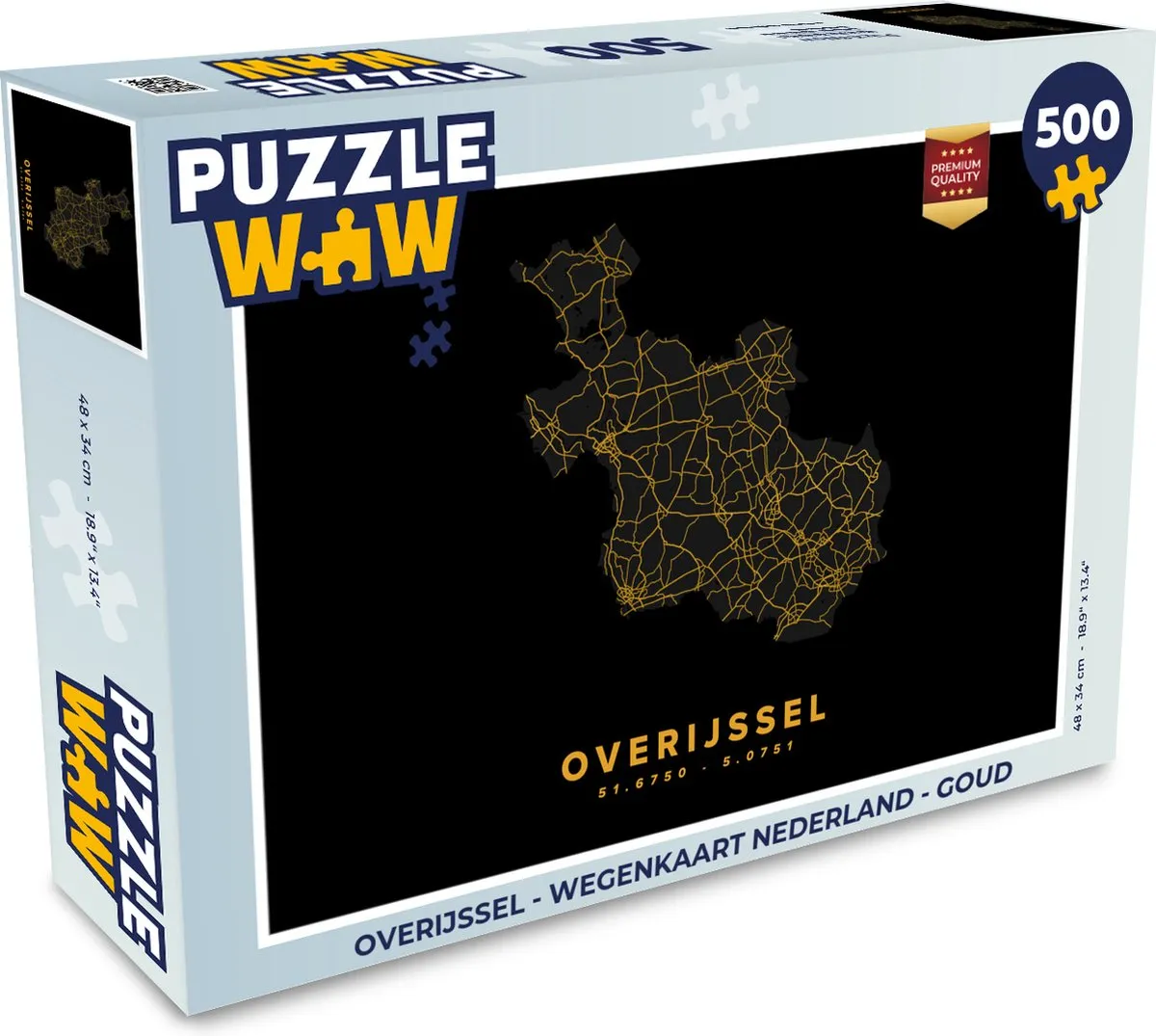 PuzzleWow Overijssel Wegenkaart Nederland Legpuzzel 500 Stuks
