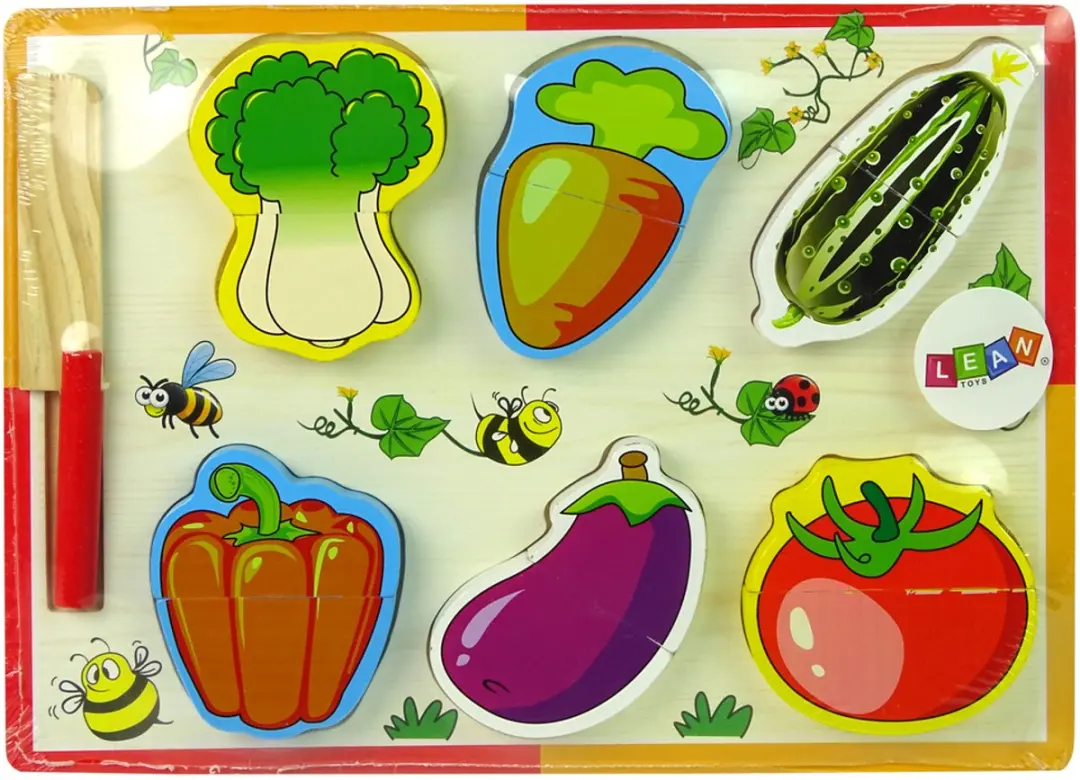 Houten Groentenhakset 6 Stuks Tomaat Paprika Komkommer