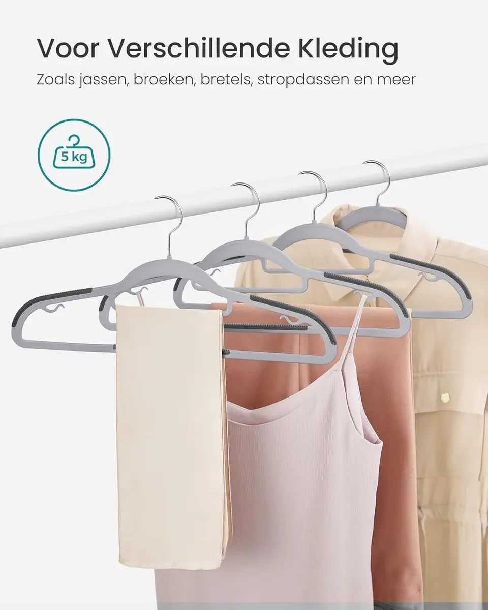 Songmics CRP20WG30 Kunststof Kleerhangers - 30 Stuks - afbeelding 3 van 6