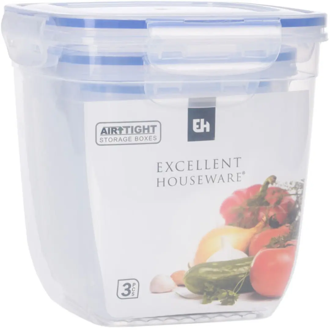 EH Excellent Houseware Voorraadpotten Set 3 Stuks 1100/1950/3250ml - afbeelding 2 van 2