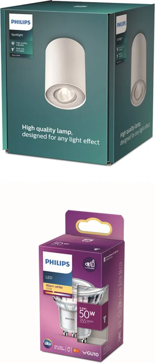 Philips Pillar Opbouwspot GU10 4.6W - Wit